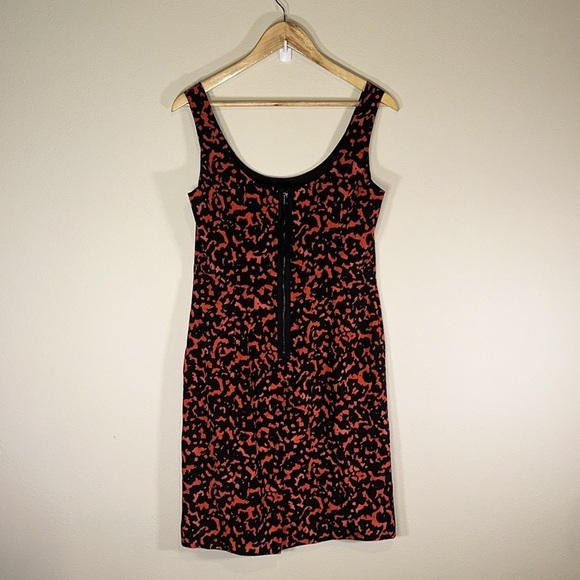 Ann Taylor Silk Blend Red Black Print Sleeveless Lined Sun Dress Women 6 Casual - Picture 3 of 7